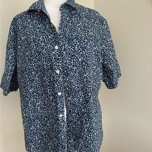Claiborne Navy Floral Button Down Shirt